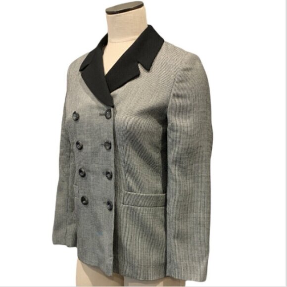 John Meyer of Norwich Sz 2P/Petite Checked Blazer Convertible Collar 297B - Picture 4 of 7